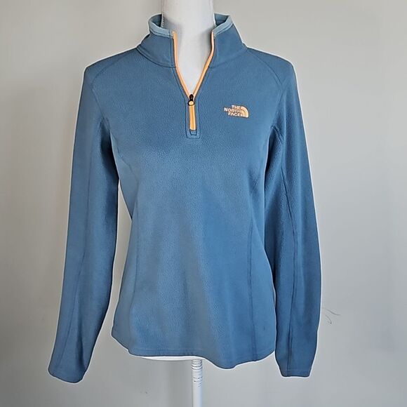 The North Face Women's Fleece Pullover Blue Half Zip Size S Warm Soft Jacket - Picture 1 of 11